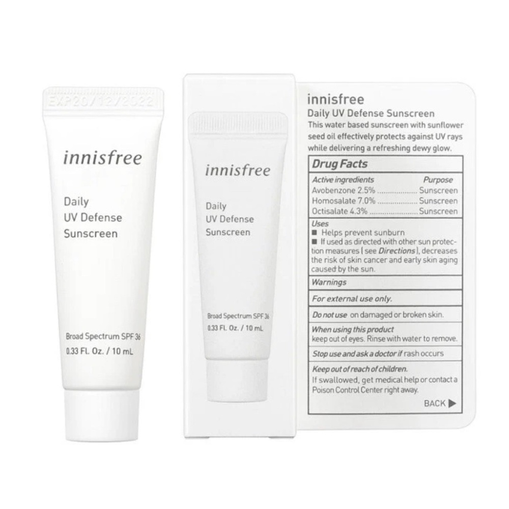 Innisfree Daily UV Defense Sunscreen Broad spectrum SPF 36 10ML 0.33oz